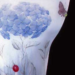 Daum frères, vase with Hydrangea and Butterfly